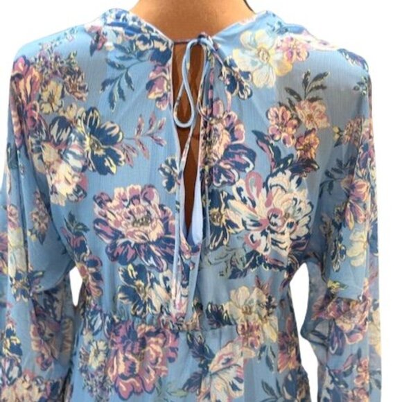 Steve Madden Blue Sol Floral Hi-Low Long Sleeve Maxi Dress โ Size Small โ NWT - Picture 6 of 10